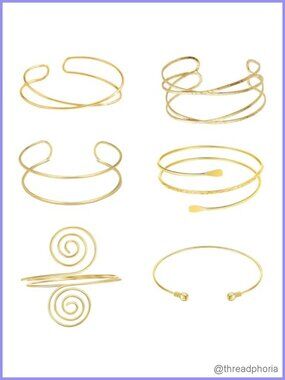 6 Piece Gold Upper Arm Cuff Bracelet Set for Women Adjustable Boho Festival